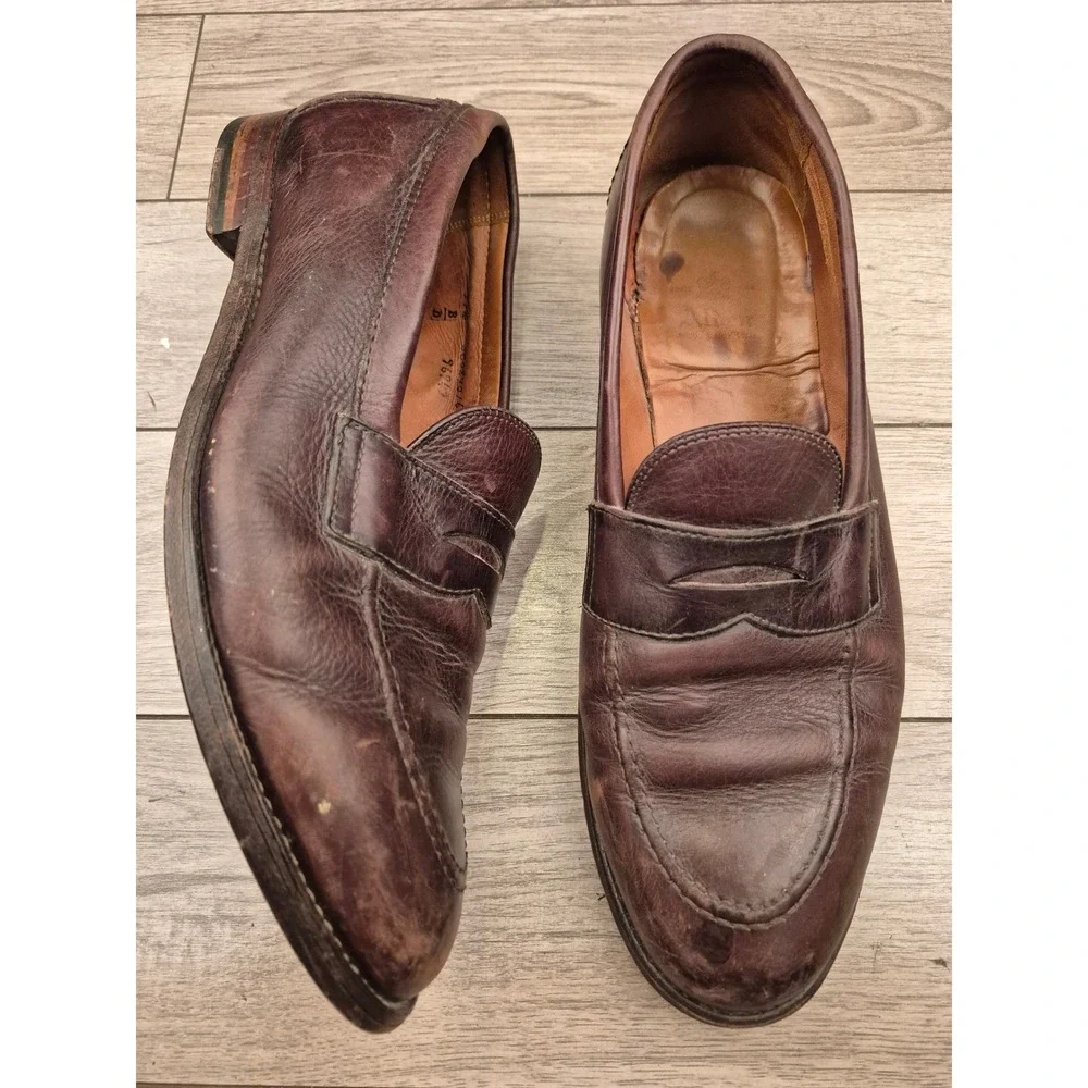 Alden New England Mens Brown Leather Penny Loafers Dress Shoes 9694 Sz 11.5 B/D - Picture 2 of 16